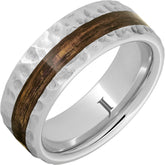 Barrel Aged Serinium® Ring with Bourbon Wood Inlay and Moon Crater Carving